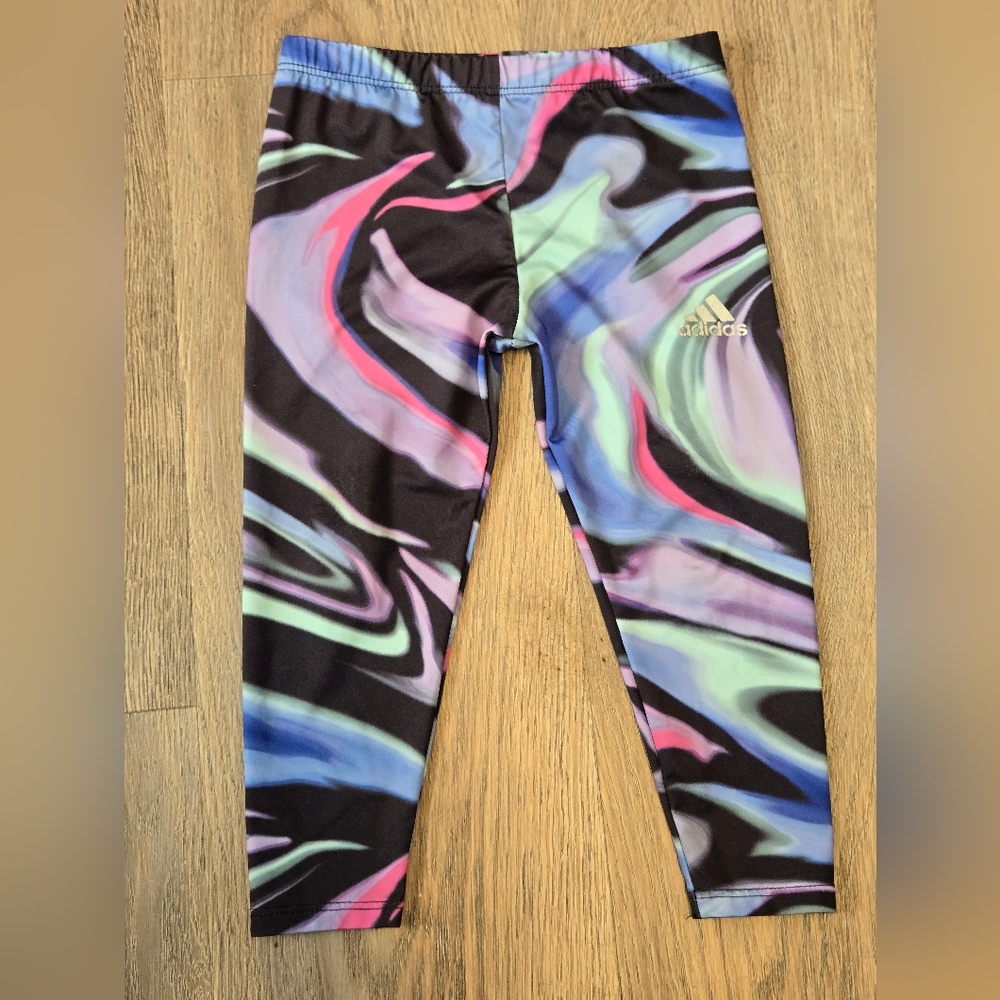 Adidas Kids' Leggings - Black, Pink, Blue Swirl